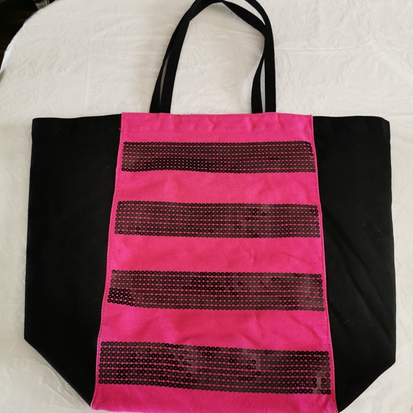 Vintage Victoria's Secret Black Pink Sequence Bag - Picture 2 of 9